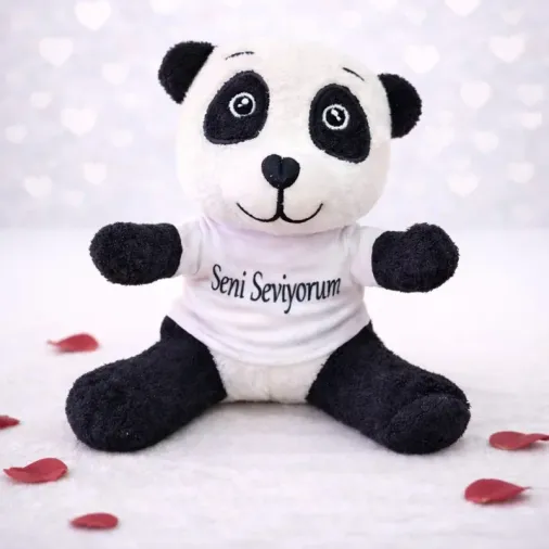 Sevimli Tişörtlü Peluş Panda 25 Cm Hediye Seçeneği