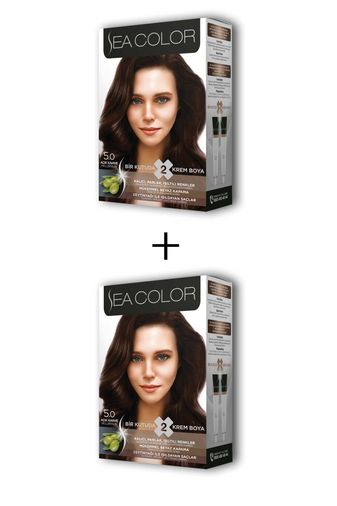 sfgewsrfgwsefg Sea Color 2X2 Tüp Krem Saç Boyası Seti Açık Kahve No:5.0