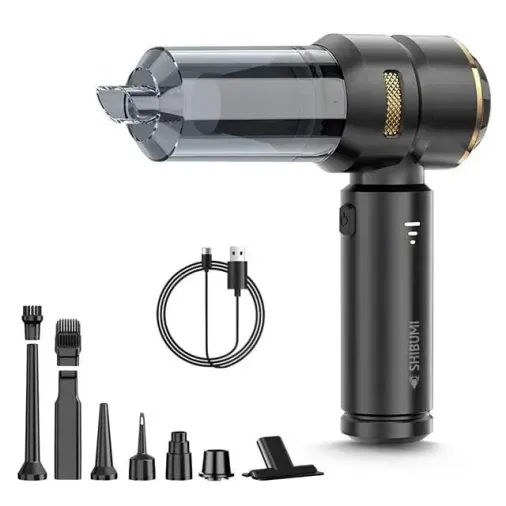 Shibu Tornada 100 Watt 6000mAh 16000pa Çekiş Gücü 8 Adet Başlıklı Şarjlı Güçlü Üfleme Araç İçi Süpür