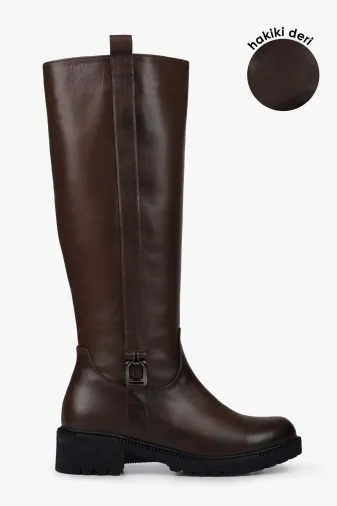 Shoeberry XRC8400 Kadın Frost Kahve Hakiki Deri Çizme