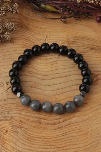 SİERRA SR159 Labradorit-Gold Obsidyen Doğal Taş Bileklik
