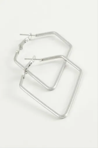 SiHako BİJUTERR11827733 Dörtgen Halka Küpe 4,5 Cm