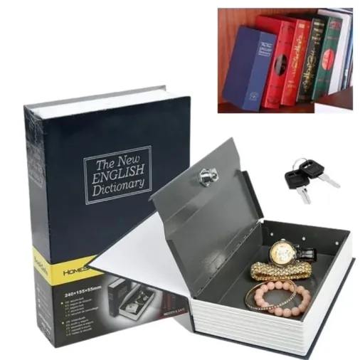 Şık Tasarım Kitap Görünümlü Anahtarlı Metal Gizli Kasa