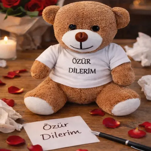 Şık Tişörtlü 25 Cm Kahverengi Hediye