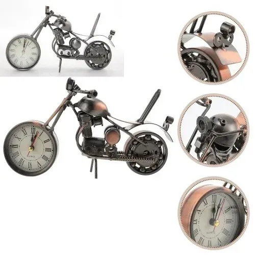 Şık Vintage Motosiklet Masa Saati 21 Cm Dekoratif