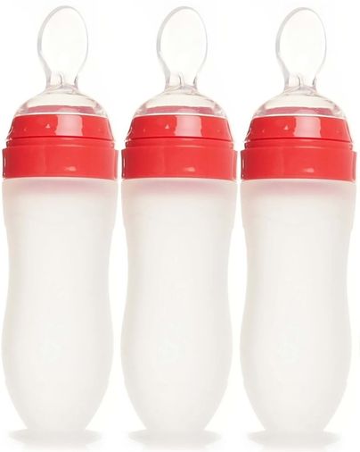 Silikon Kaşıklı Biberon 120ML +6 Ay Şeffaf 3 Lü Set