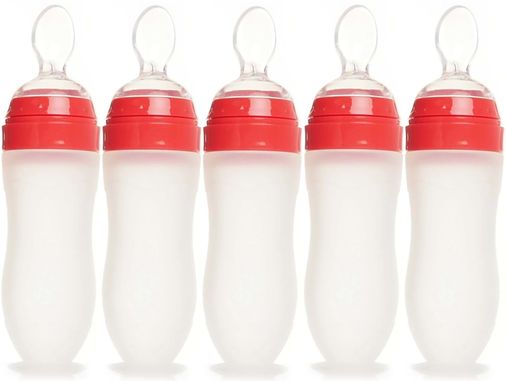 Silikon Kaşıklı Biberon 120ML +6 Ay Şeffaf 5 Li Set