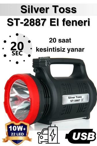 Silver Toss 10W 22Led Av-Balık-Kamp Araç Şarjlı El Feneri (St-2887)