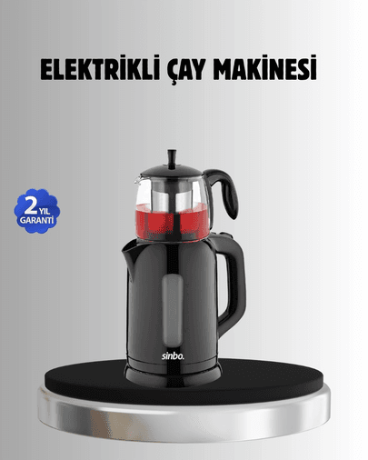 Sinbo STM 5840 Elektrikli Çay Makinesi 1800W Cam Demlik ve Sıcak Tutma Özellikli
