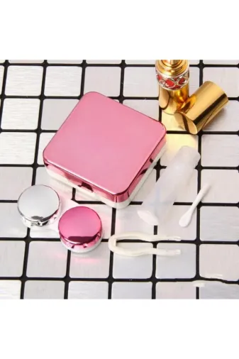 Singularis 2165130000134 Pembe Aynalı Seyahat Lens Kutusu - Solüsyon Kabı, Cımbız, Vantuz Aparatı, L-R Lens Hazneleri