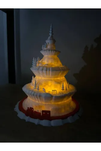 SİRİUS3D yıl696635 Noel Ağaç Köyü Dekoratif Tealight Mumluk Yılbaşı Süsleri Cam Ağaç Şeklinde Kış Evi Yeni Yıl Hediyesi