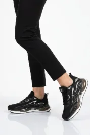 Siyah Beyaz Fileli Unisex Spor Ayakkabı