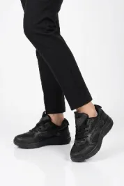 Siyah Fileli Bağcıklı Unisex Spor Ayakkabı