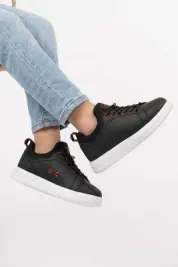 Siyah Kırmızı Lastik Bağcıklı Erkek Çocuk Sneaker