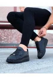 Siyah (Siyah Taban) Bağcıklı Erkek Günlük Ayakkabı