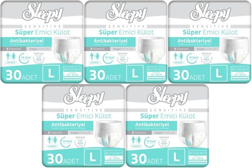 Sleepy Yetişkin Bezi Emici Külot L - Büyük - Large 150 Adet (5PK*30)