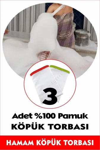 Softpell TYBF95OIT2JXDMR940 Hamam Köpük Torbası 3 Adet % 100 Pamuk Köpük Torbası