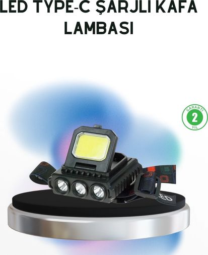 Solmazlar Online MEYTDUCZZZHS209-2-BLMY Mey İthalat Şarjlı Led Kafa Lambası 800 Lumen Cob Xpe Ayarlanabilir Başlıklı Çok Renkli