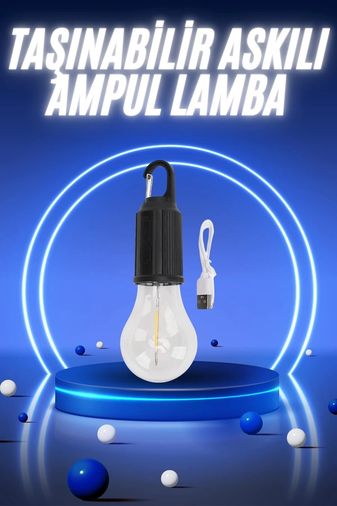 Solmazlar Online MEYTDUCZZZT01LAMBAAAAAA2-1-BLMY Mey İthalat Taşınabilir Şarjlı Led Ampul Askılı Lamba Kamp Bahçe Lambası Çok Renkli