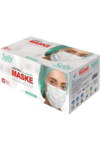 Soly BIDOLUSOLY4 Beyaz Care 3 Katlı Cerrahi Telli Full Ultrasonik Maske /150 Adet Maskee00