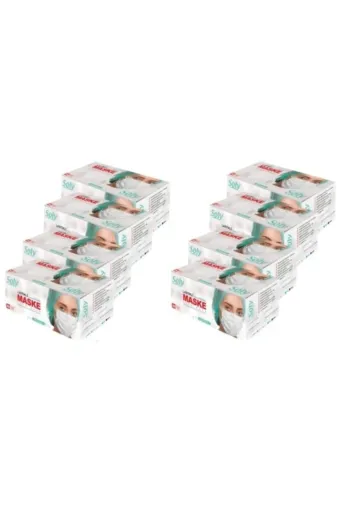 Soly MASKE08 400 Adet Üç Katlı Lastikli Burun Telli Maske