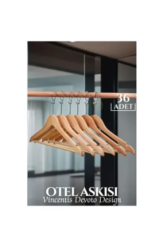 Soydoğan TYBQV1JMDNA157DZ79 36 Adet Otel Tip Askı  Ahşap Vincentis Devoto Design