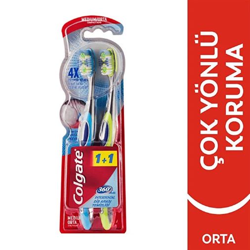 ST14070020 Colgate Dış Fırçası 360 1+1 Interdental Orta 2'li