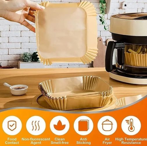 Standart Estetiki 57855210126381280184975 Xesha Airfryer Pişirme Kağıdı, Fritöz Yağlı Kağıdı, Yanmaz Isıya Dayanaklı Kağıt 50 Adet 50 X 22