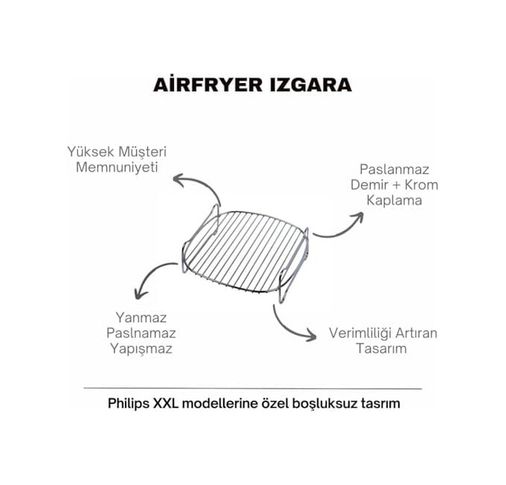 Standart Estetiki 57855210126392380184975 Airfryer Izgara Aparatı, Fritöz Aksesuarı, Airfryer Izgara Teli Xxl Model Uyumlu 50 X 22