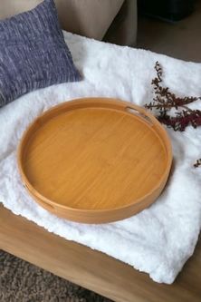 Standart Wood 57855210131423580184975 35Cm Yuvarlak Bambu Servis Tepsisi, Ahşap Yuvarlak Tepsi, Bambu Tepsi 35Cm 35.cm 6Cm 15Cm
