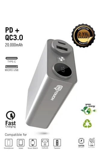 starnewstore 6485214004841721051 Tx 20.000Mah Carbon Pd Qc 3.0 Powerbank, Taşınabilir Şarj Cihazı Tex Yeni Model Desen 721051