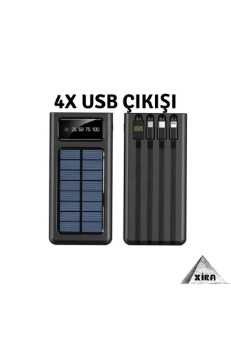 starnewstore 6485216680081721051 Mah Güneş Enerjili Led Işıklı Powerbank Şarj Aleti 4X Usb Çıkışlı Mikro Tycp X-1001 Ysft