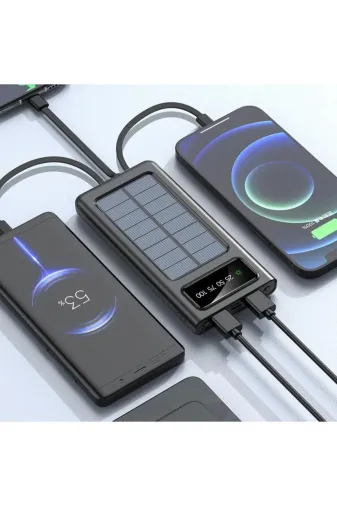 starnewstore 6485216681351986362 Emlx Solar 10.000 Mah Güneş Enerjili Led Işıklı Powerbank Şarj Aleti 2X Usb Çıkışlı Mikro