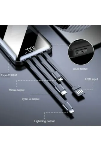starnewstore 6485216686971968593 Mah Prime Dijital Göstergeli Dahili Çoklu Kablolu Powerbank, Taşınabilir Şarj Cihazı Ysftx 72