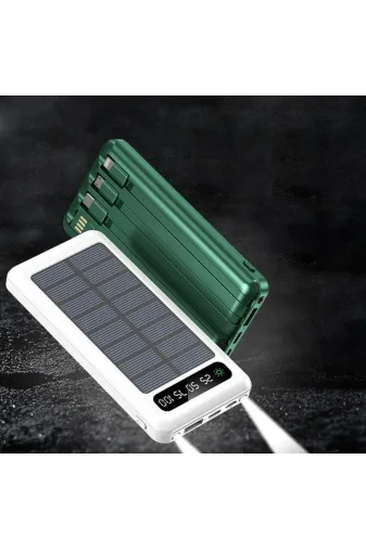 starnewstore 6485216688231721051 Mah Güneş Enerjili Led Işıklı Powerbank Şarj Aleti 2X Usb Çıkışlı Mikro Typc Lıghtnıng