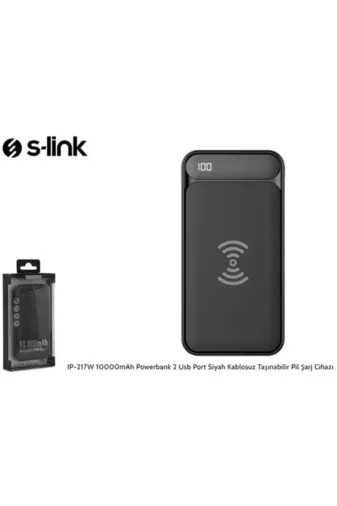starnewstore 6485216689011721051 10000Mah Powerbank 2 Usb Port Siyah Kablosuz Taşınabilir Pil Şarj Cihazı Ysftx 721051