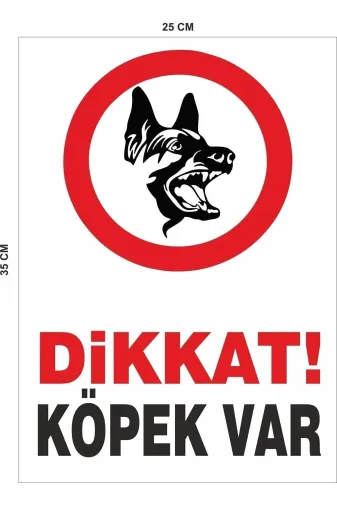 starthediyelik UL006 25X35 Cm “Dikkat! Köpek Var” Uyarı Levhası – 3Mm / 5Mm Forex Üzeri Folyo Baskı