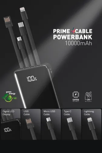 STOREMAX 64852166757011053513 Mah Prime Dijital Göstergeli Dahili Çoklu Kablolu Powerbank,siyah,taşınabilir Şarj Cihazı Mhm