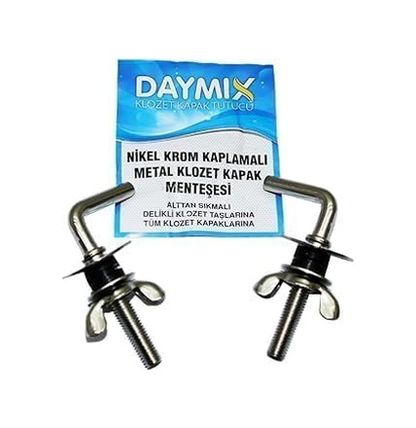 Stp Standartplast 57855210124107580184975 Daymıx Klozet Kapak Menteşesi, Nikel Krom Kaplamalı Metal, Alttan Sıkmalı Vida, Delikli Klozet Taşlarına Uyumlu Açık Ahşap