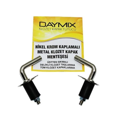Stp Standartplast 57855210124405380184975 Daymıx Nikel Krom Kaplamalı Metal Klozet Kapak Menteşesi, Üstten Sıkmalı, Delikli Klozet Taşlarına Uyumlu Açık Ahşap
