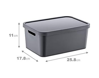 Stp Standartplast 57855210125980480184975 4&apos Lü Set Stafi Çok Amaçlı Kapaklı Kutu Antrasit 4,5 Lt - Antrasit, Çok Amaçlı Kapaklı Kutu, Ev-Ofis-Depo İçin, Kapaklı Saklama Kutusu Açık Ahşap