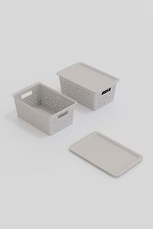 Stp Standartplast 57855210125982780184975 Seul Çok Amaçlı Kapaklı Saklama Kutusu - Şık Ve Dekoratif Dolap İçi Organizer Düzenleyici 4 L / 12 L / 20 L Boy Seçenekli 3 Renk Beyaz, 4 Litre Açık Ahşap