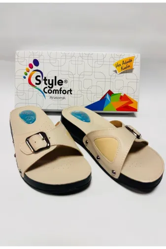 STYLE COMFORT LDNSTYL10036BEJ Terlik Anatomik Jel Topuk Destekli Kemik Çıkıntısı