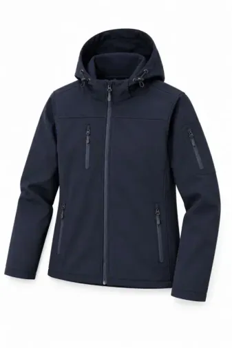 Su Geçirmez Kumaşlı İçi Polar Astarlı Çıkarılabilir Kapüşonlu Personel Mont Ceket - Lacivert - 3XL - Lacivert