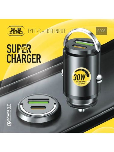 Subzero Cr98 30W 3.0A Hızlı Pd+Usb Çıkışlı Araç Şarj Başlığı