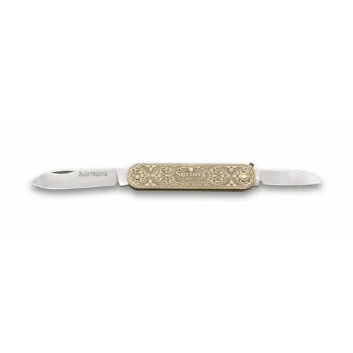 Sürbısa 61804 Pirinç İşlemeli Sürmene Çakısı 5,5 / 3,5 Cm - Çift Bıçaklı