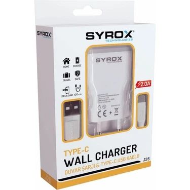 Syrox J28 Şarj Aleti + Type-C Kablo Seti