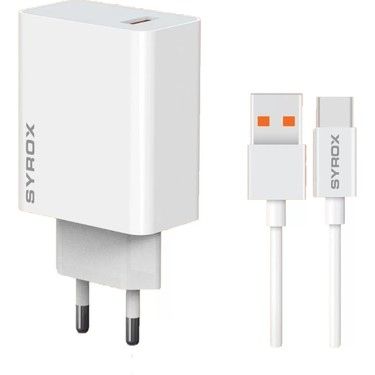 Syrox M67T Single Usb-A Port High Speed Charger Adapter & Type-C Cable 67 Watt Mi Turbo Yüksek Hizli Şarj