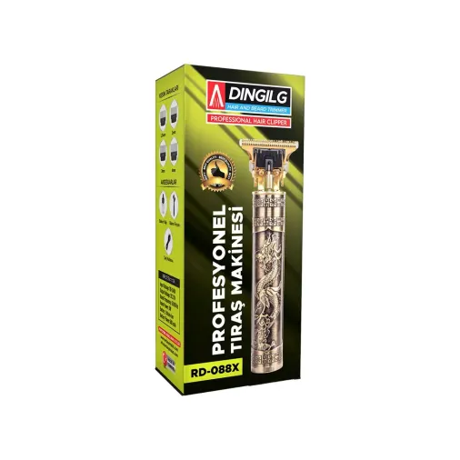 T BIÇAK  BASKILI PLASTİK GÖVDE  ENSE ÇİZİM - SAÇ SAKAL KESME TRAŞ MAKİNESİ USB ŞARJLI  RD-088X (4745)