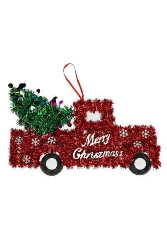 t camp merry-01 Merry Christmas Araba Şeklinde Yılbaşı Süsü – Simli Dekor